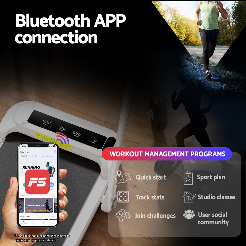 Treadmill Walking Pad | Electric Incline Foldable Home Gym Treadmill | White | Compact Fitness Equipment