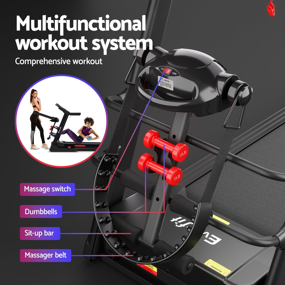 Everfit Treadmill | Electric Home Gym Fitness Exercise Machine | Built-in Massager | 480mm Belt