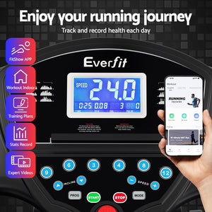 Everfit Treadmill | Electric Home Gym Fitness Exercise Machine | Built-in Massager | 480mm Belt