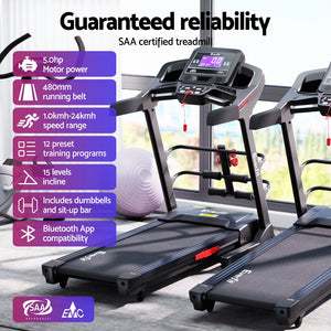 Electric Treadmill 480mm | Home Gym Fitness Running Machine with Sit Up Bar | Foldable Design