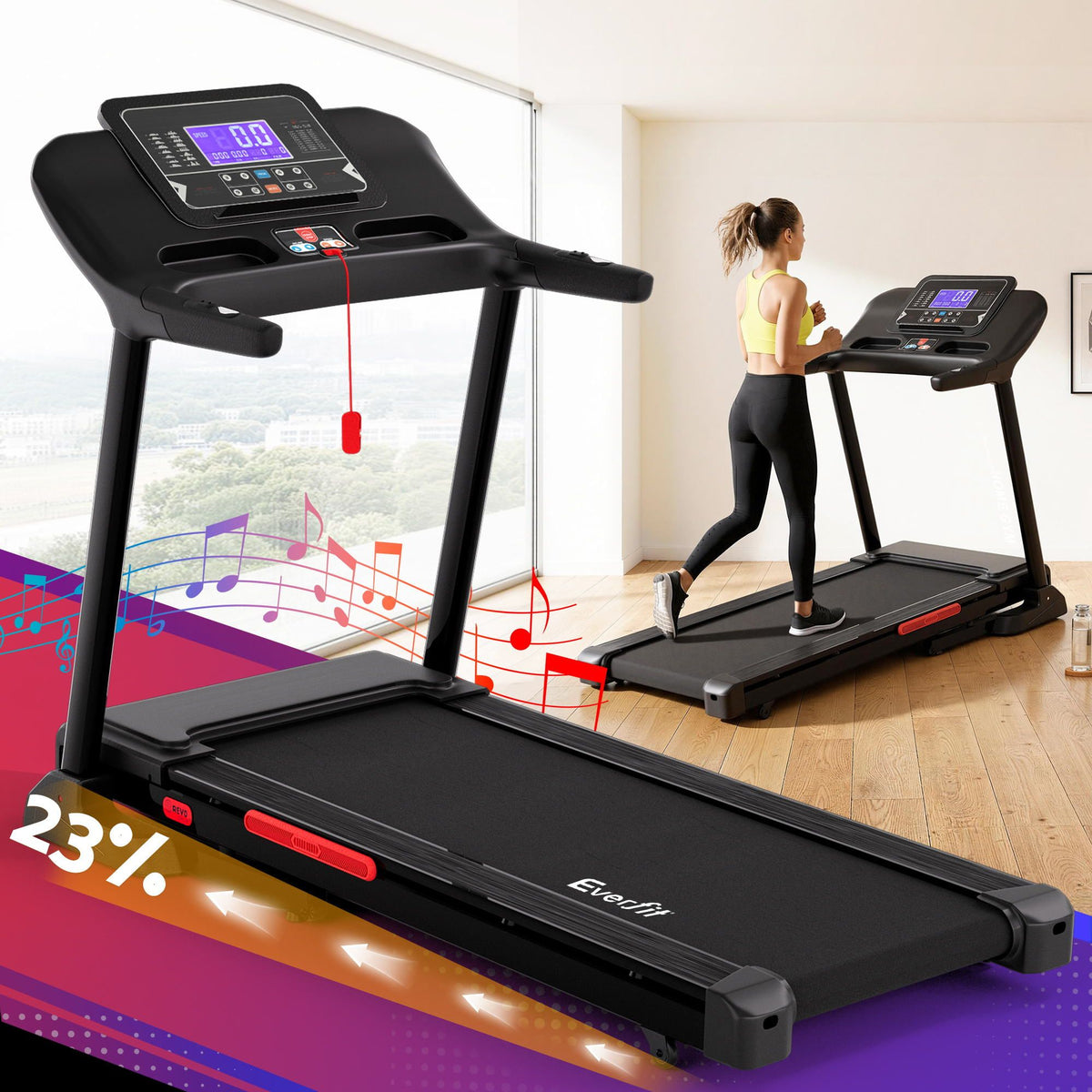 Everfit Treadmill Electric | Auto Incline | Home Gym Fitness Exercise Machine | 520mm
