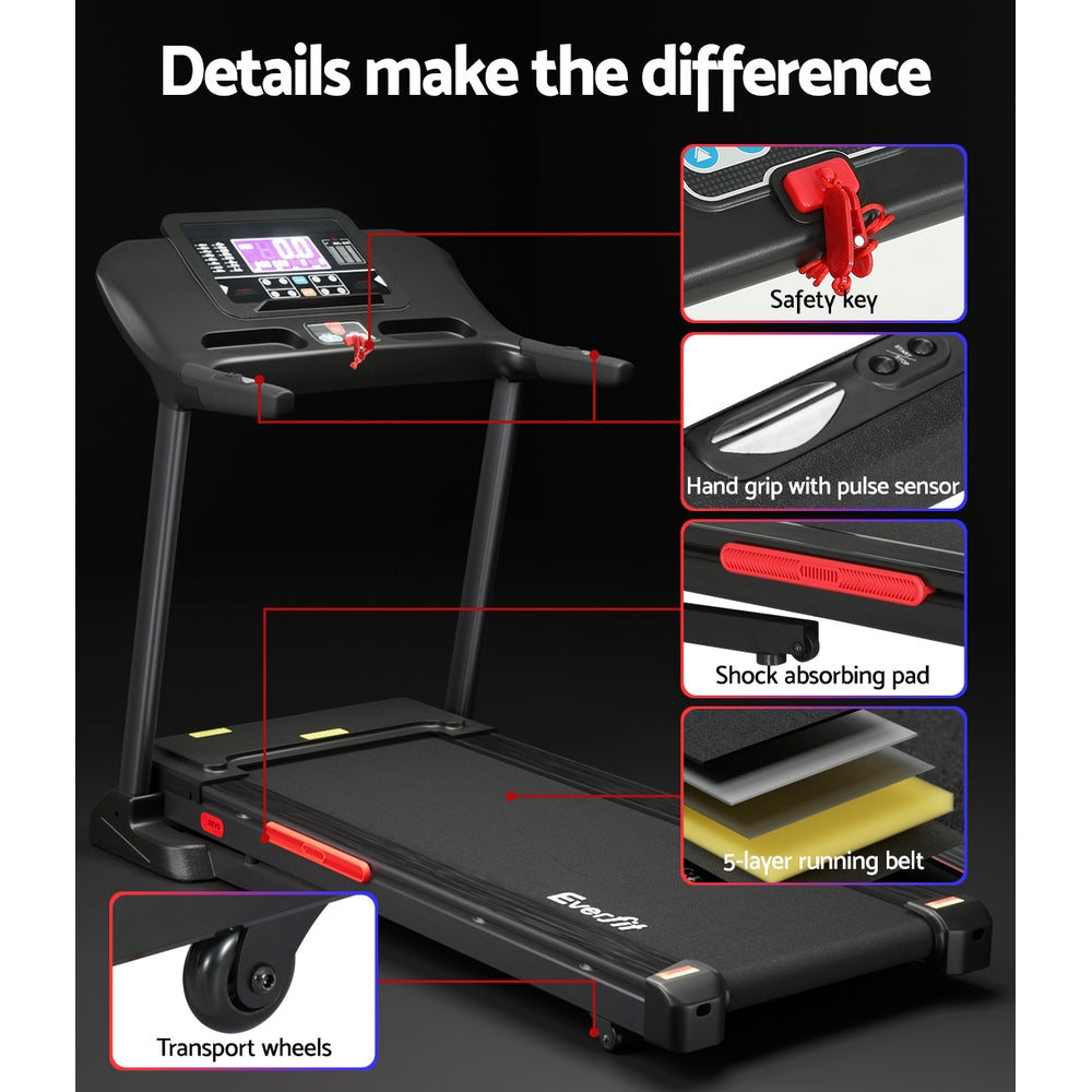 Everfit Treadmill Electric | Auto Incline | Home Gym Fitness Exercise Machine | 520mm