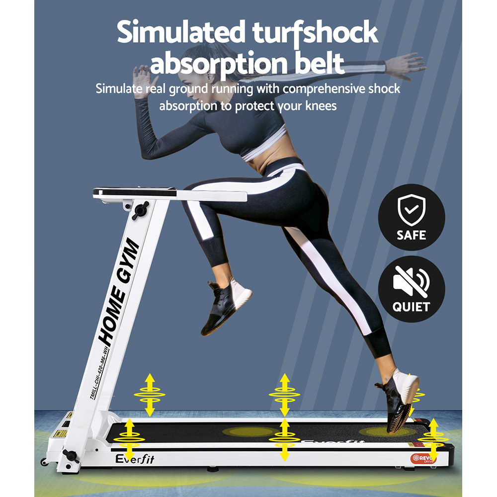 Everfit Treadmill Electric | Home Gym Fitness Exercise | Fully Foldable | 420mm | White