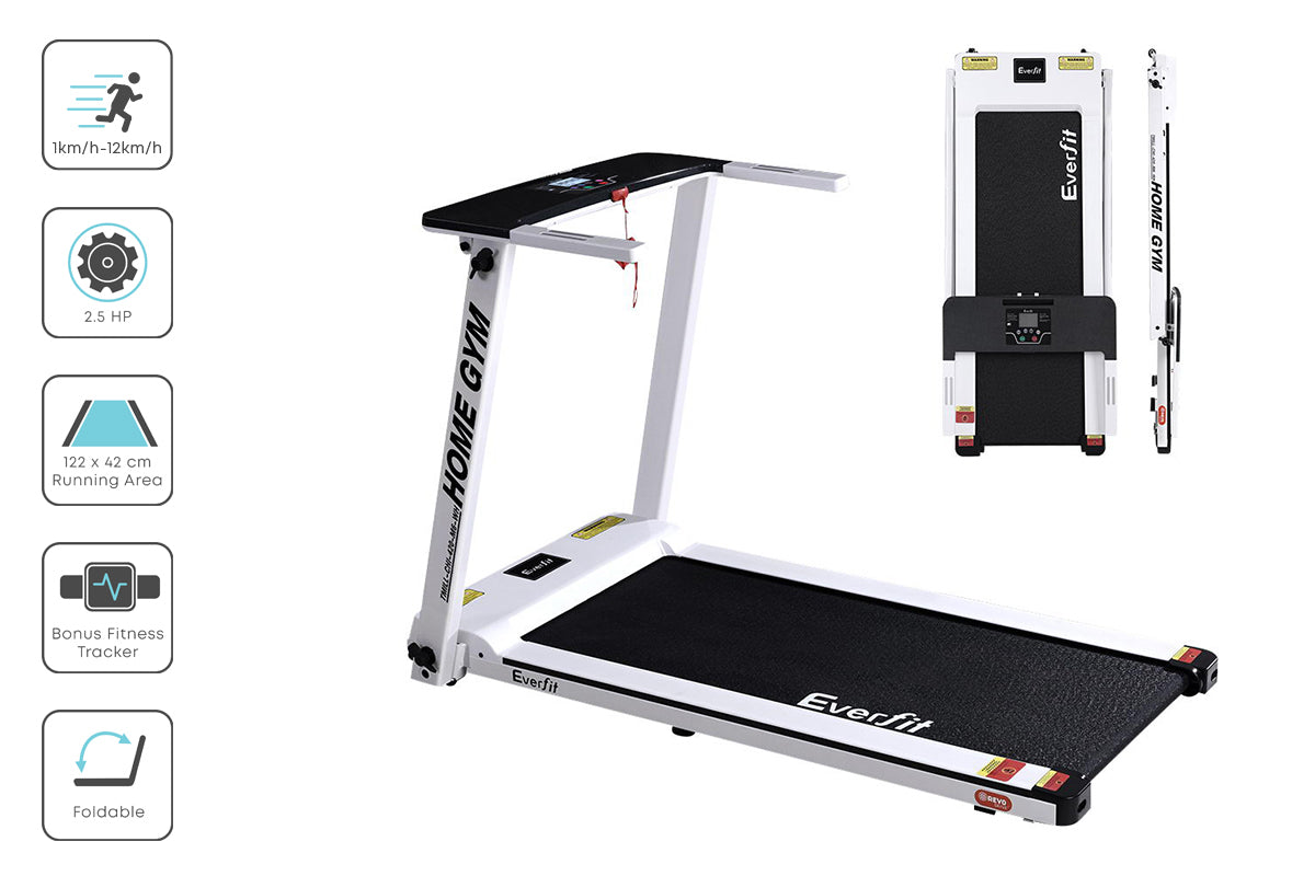 Everfit Treadmill Electric | Home Gym Fitness Exercise | Fully Foldable | 420mm | White