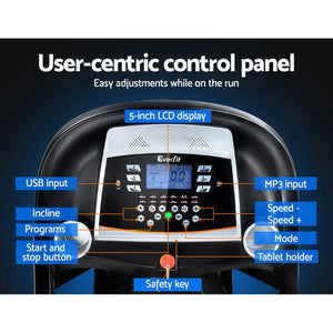 Everfit Treadmill Electric | Auto Incline | Home Gym Fitness Exercise Machine | 450mm