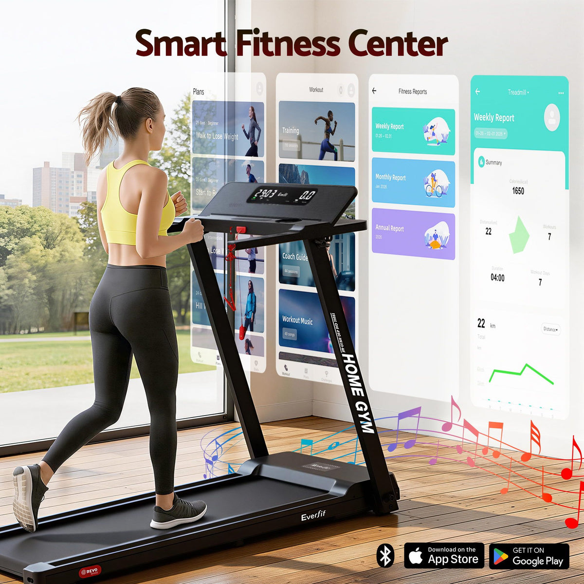 Everfit Treadmill Electric Fully Foldable Home Gym Exercise Fitness Black