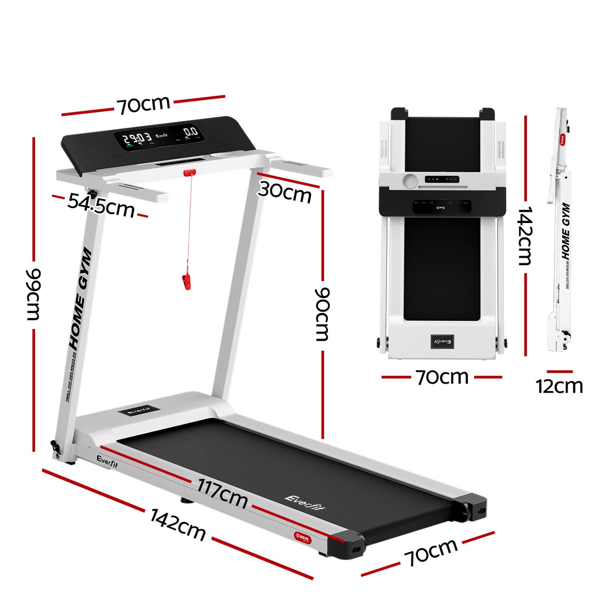 Everfit Treadmill Electric Fully Foldable Home Gym Exercise Fitness White