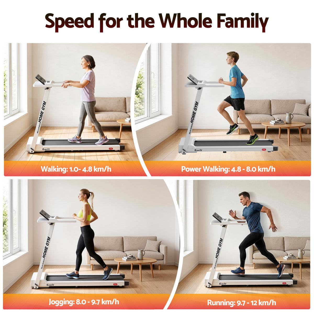 Everfit Treadmill Electric Fully Foldable Home Gym Exercise Fitness White