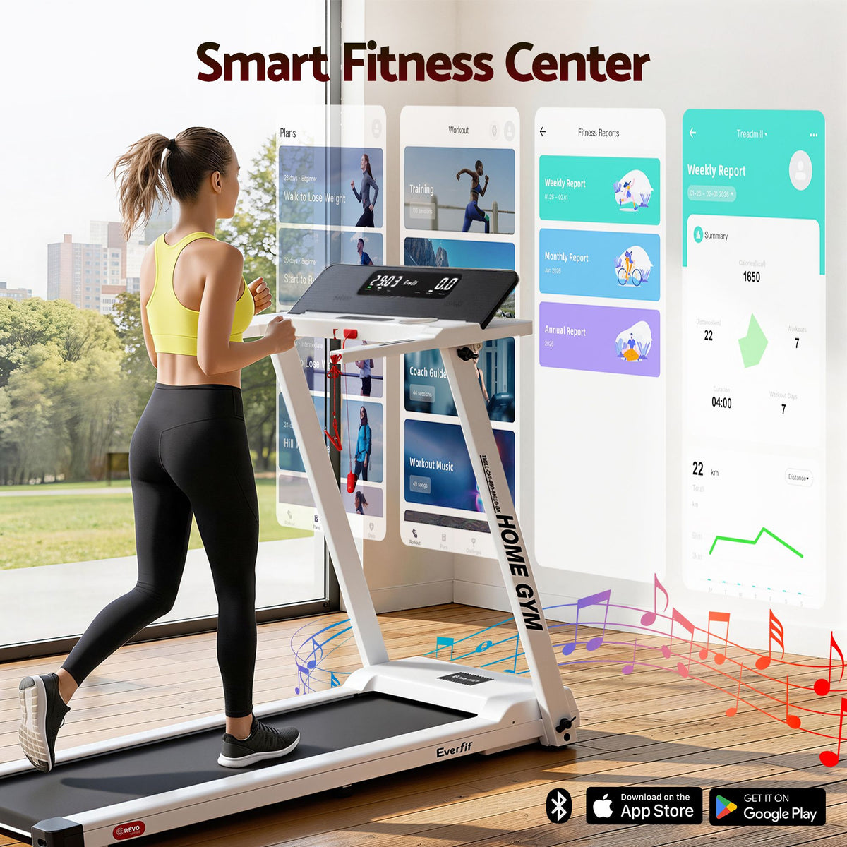 Everfit Treadmill Electric Fully Foldable Home Gym Exercise Fitness White