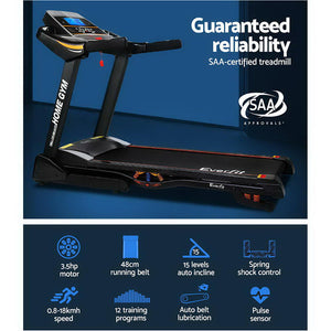 Everfit Treadmill Electric | Auto Incline | Home Gym Fitness Exercise Machine | 480mm