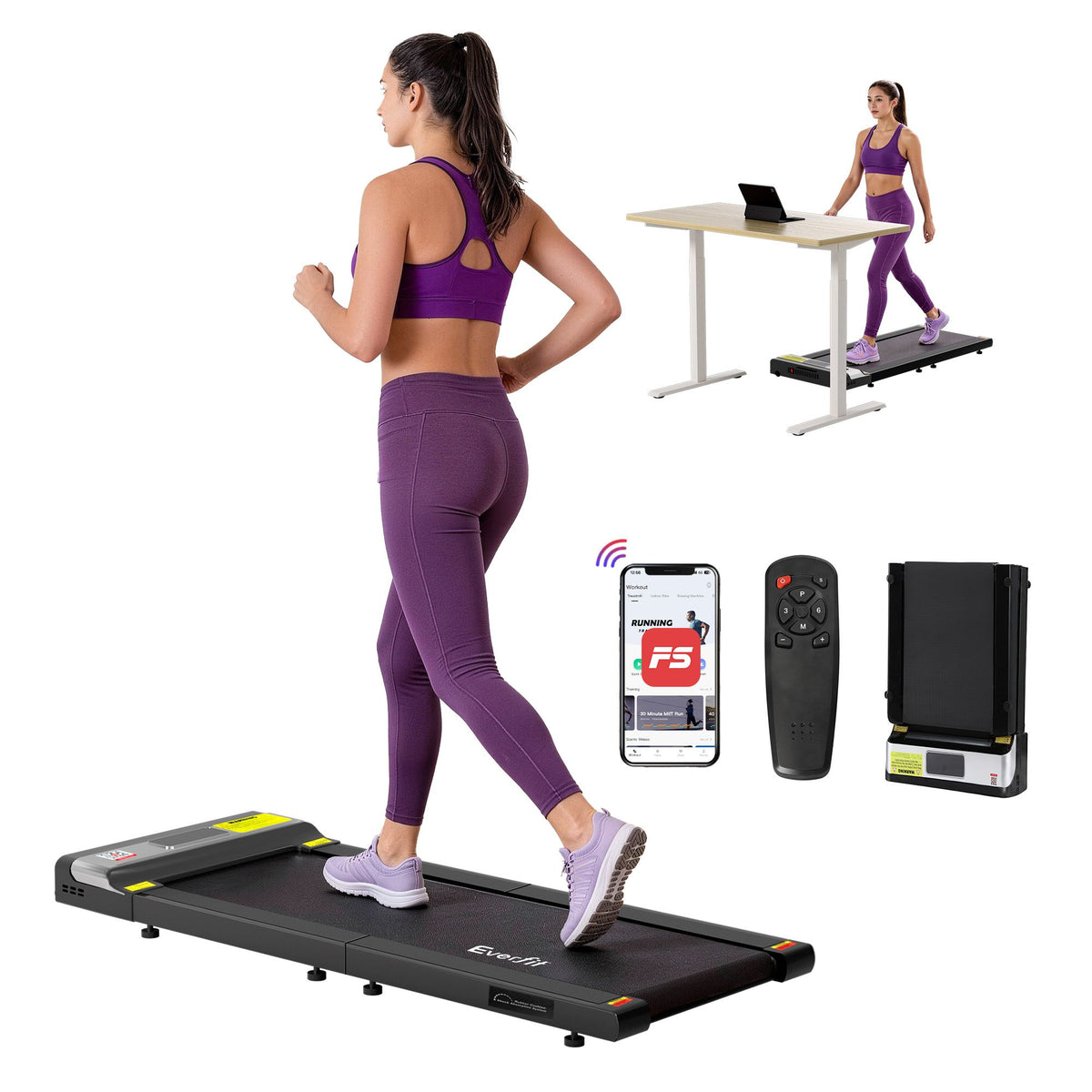 Everfit Treadmill | Electric Walking Pad | Under Desk Home Gym | Foldable Belt