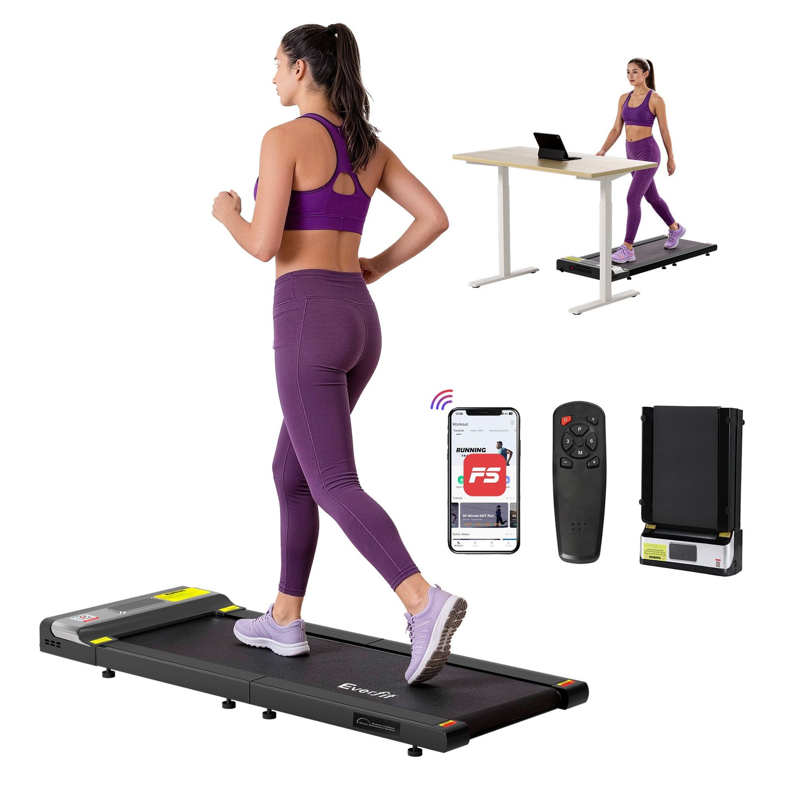 Everfit Treadmill | Electric Walking Pad | Under Desk Home Gym | Foldable Belt
