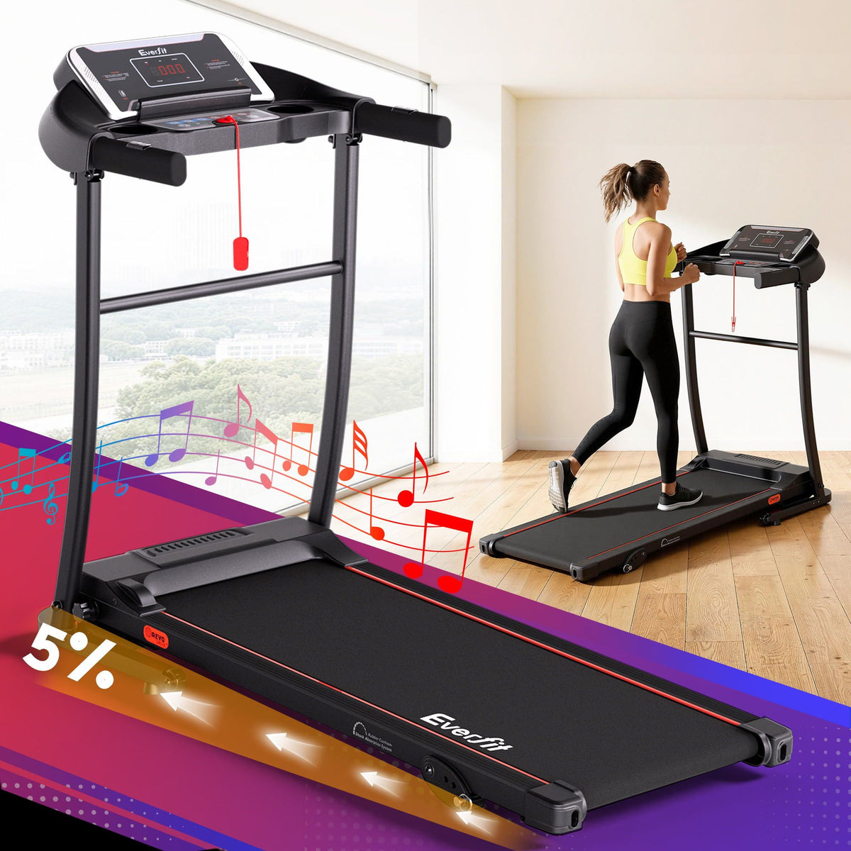 Everfit Treadmill Electric | Home Gym Fitness Exercise Machine | Incline | 400mm