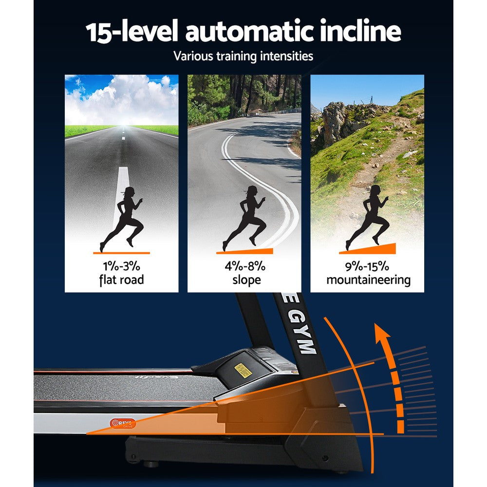 Everfit Treadmill Electric | Auto Level Incline | Home Gym Fitness Exercise | 450mm