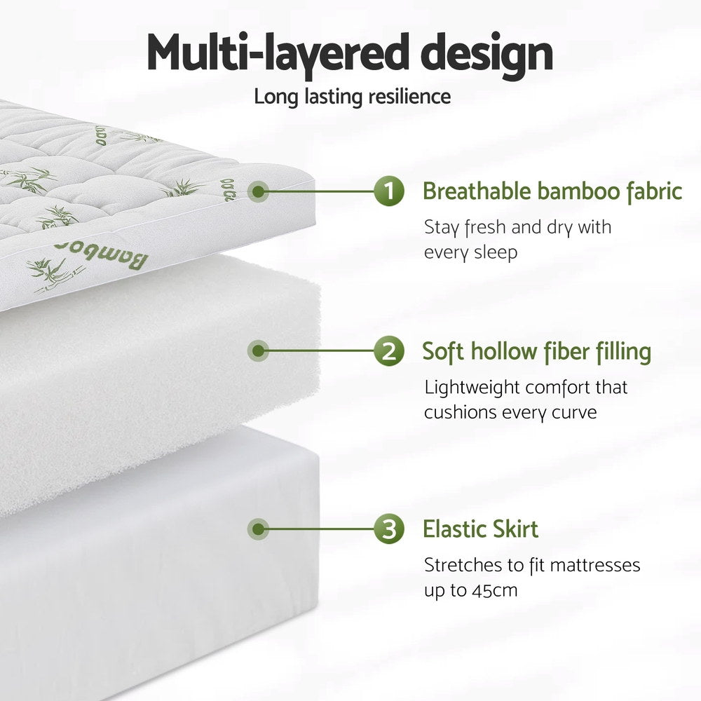 Mattress Topper 11cm | Bamboo Pillowtop | Double Size