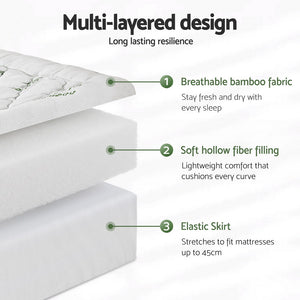 Mattress Topper 5cm | Bamboo Pillowtop | King Single Size