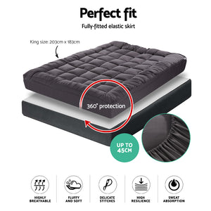 Giselle Bedding | Mattress Topper | Pillowtop Bamboo | Charcoal | King