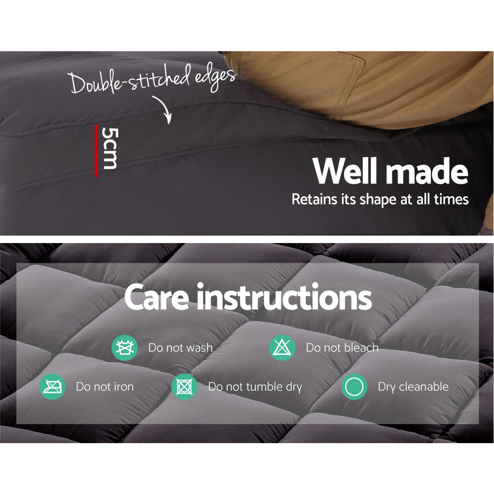 Giselle Bedding | Mattress Topper | Pillowtop Bamboo | Charcoal | Single