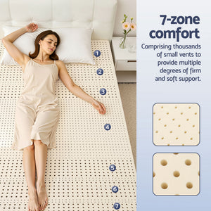 7-Zone Natural Latex Topper | 5cm | Ice Silk Cool Touch Cover | Queen