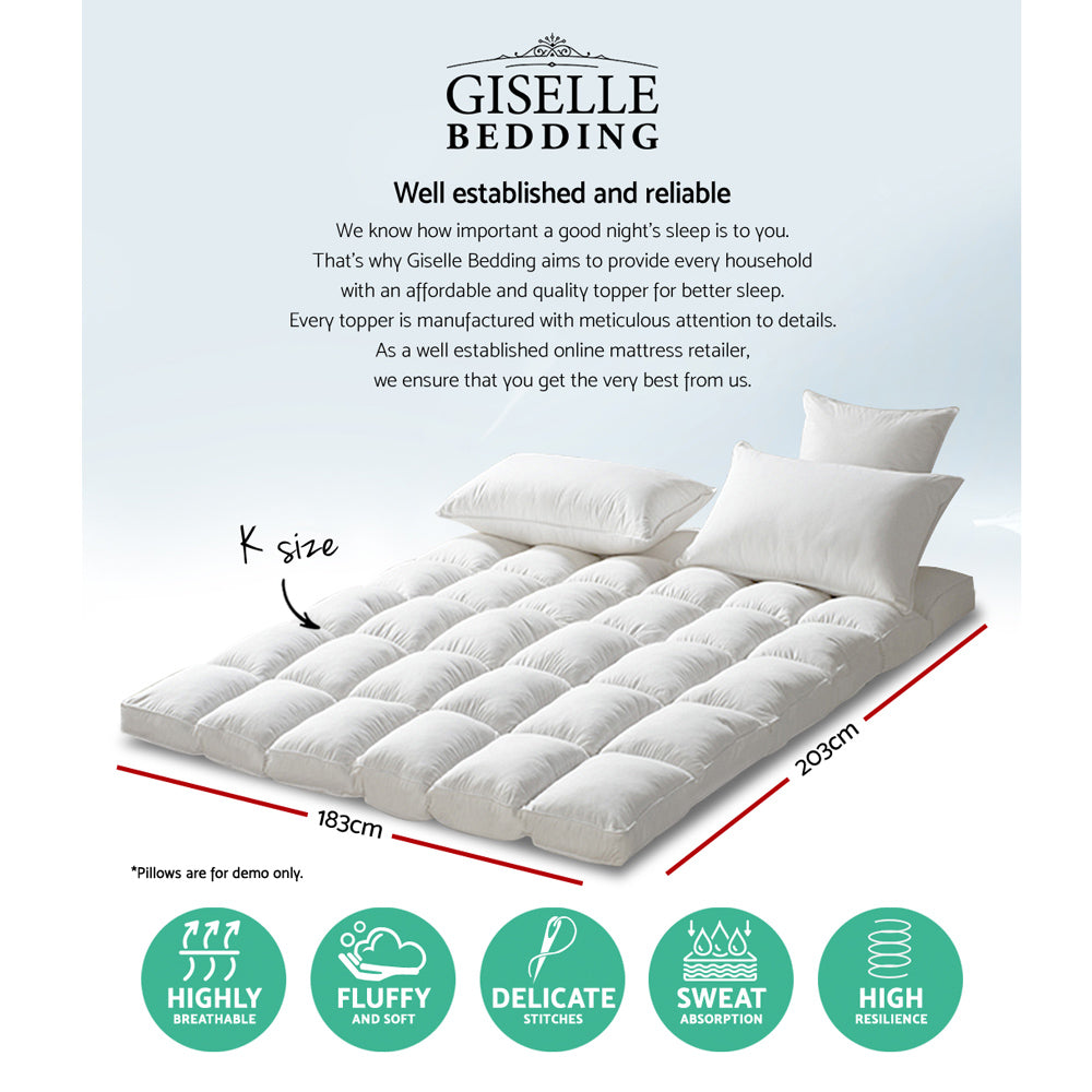 Giselle Bedding Mattress Topper | Pillowtop Protector Pad | King Size