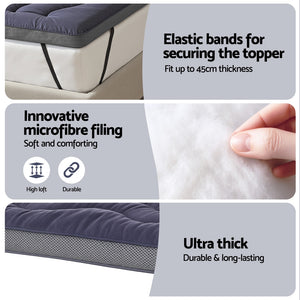 Mattress Topper 5cm | Bamboo Charcoal Pillowtop | King Single Size Bed