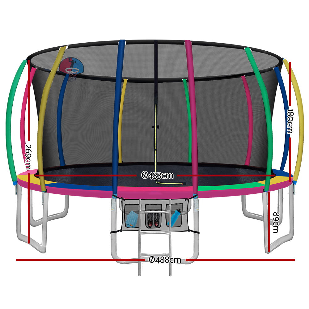 Everfit 16FT Trampoline for Kids | w/ Ladder | Enclosure Safety Net | Rebounder | Colors