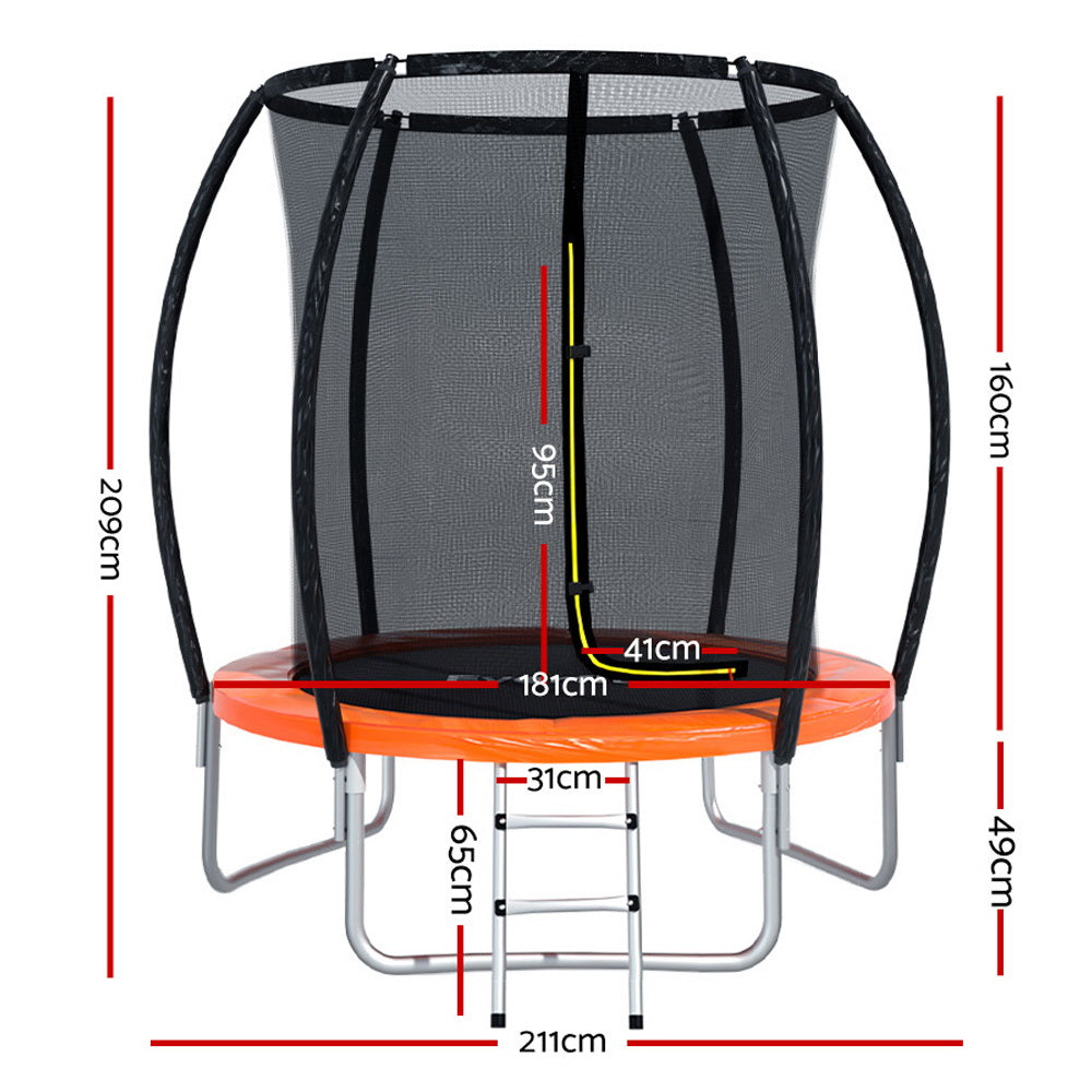 Everfit 6ft Kids Round Trampoline Rebounder | Orange