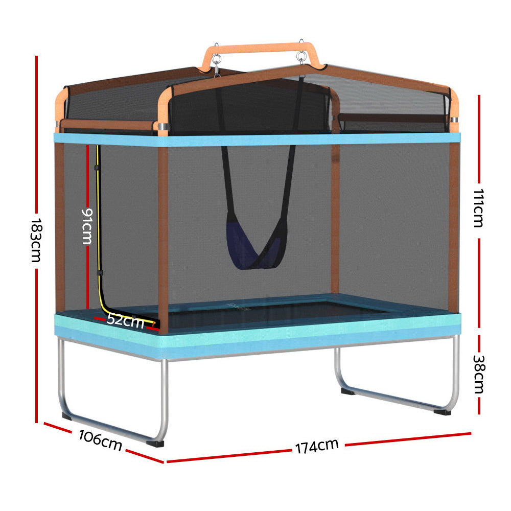 Everfit Kids Rectangle Trampoline Swing Set | Security Net | 6FT