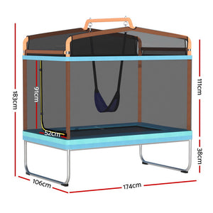 Everfit Kids Rectangle Trampoline Swing Set | Security Net | 6FT