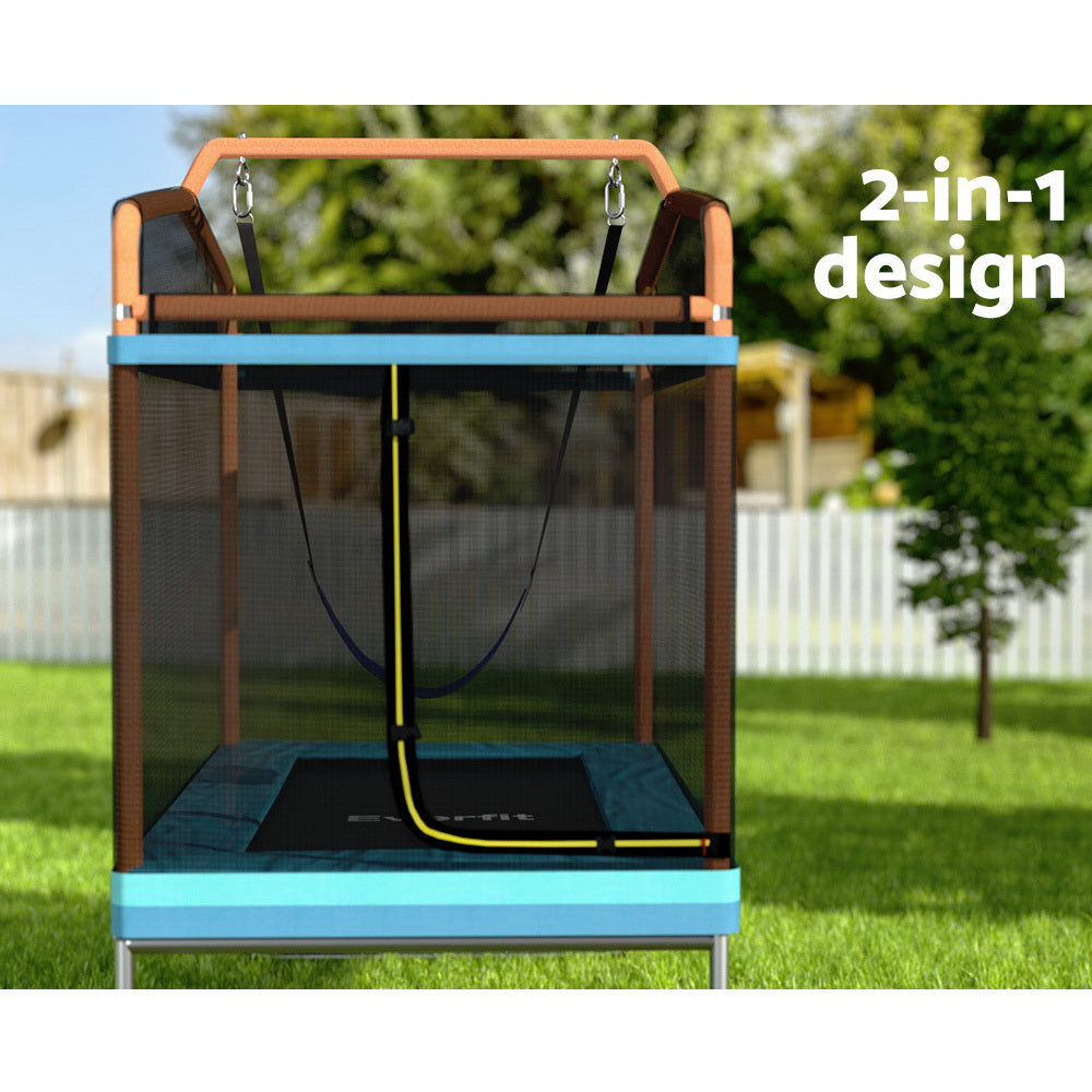 Everfit Kids Rectangle Trampoline Swing Set | Security Net | 6FT