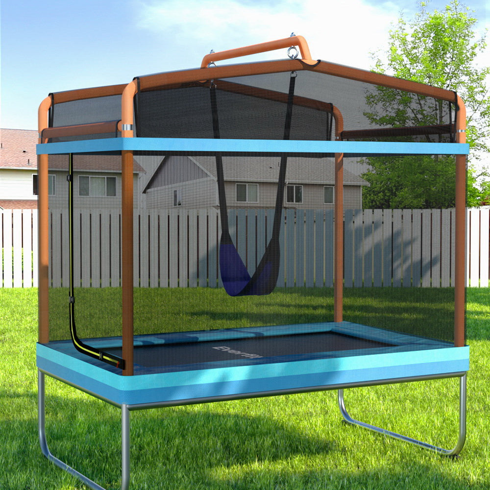 Everfit Kids Rectangle Trampoline Swing Set | Security Net | 6FT