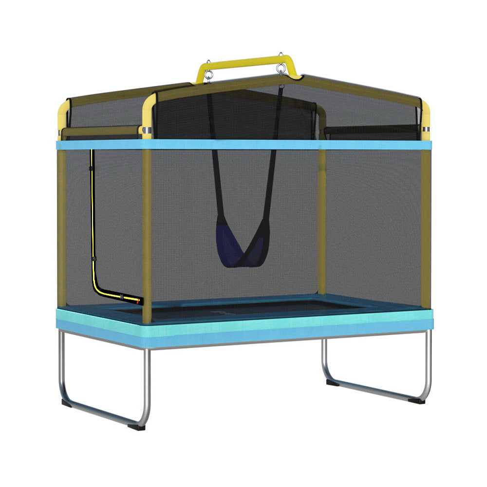 Everfit 6FT Trampoline for Kids | w/ Enclosure Safety Net | Swing | Rectangle | Yellow