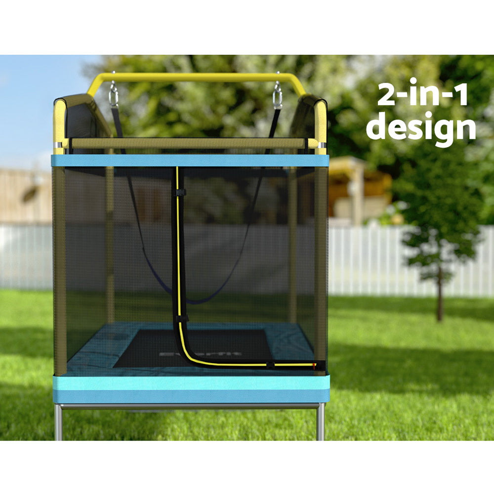 Everfit 6FT Trampoline for Kids | w/ Enclosure Safety Net | Swing | Rectangle | Yellow