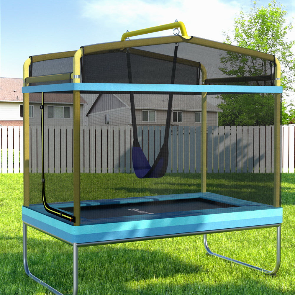 Everfit 6FT Trampoline for Kids | w/ Enclosure Safety Net | Swing | Rectangle | Yellow