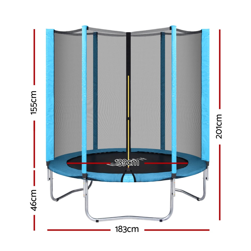 Everfit 6FT Kids Trampoline | Round with Safety Net & Pad | Blue
