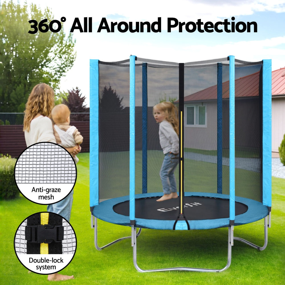 Everfit 6FT Kids Trampoline | Round with Safety Net & Pad | Blue