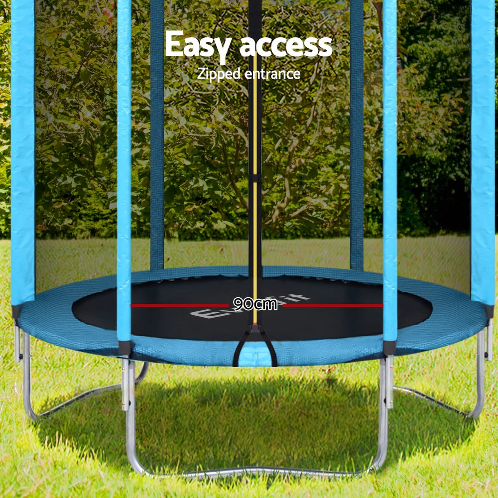 Everfit 6FT Kids Trampoline | Round with Safety Net & Pad | Blue
