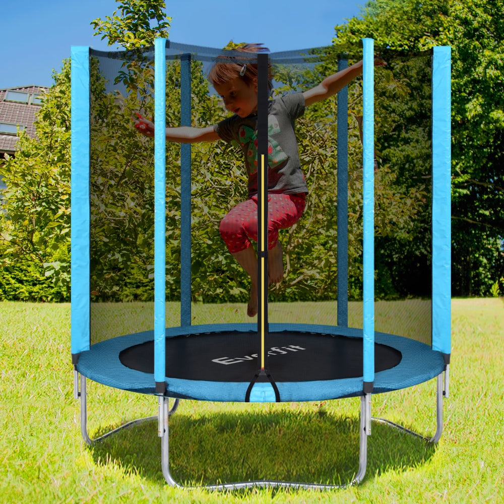 Everfit 6FT Kids Trampoline | Round with Safety Net & Pad | Blue