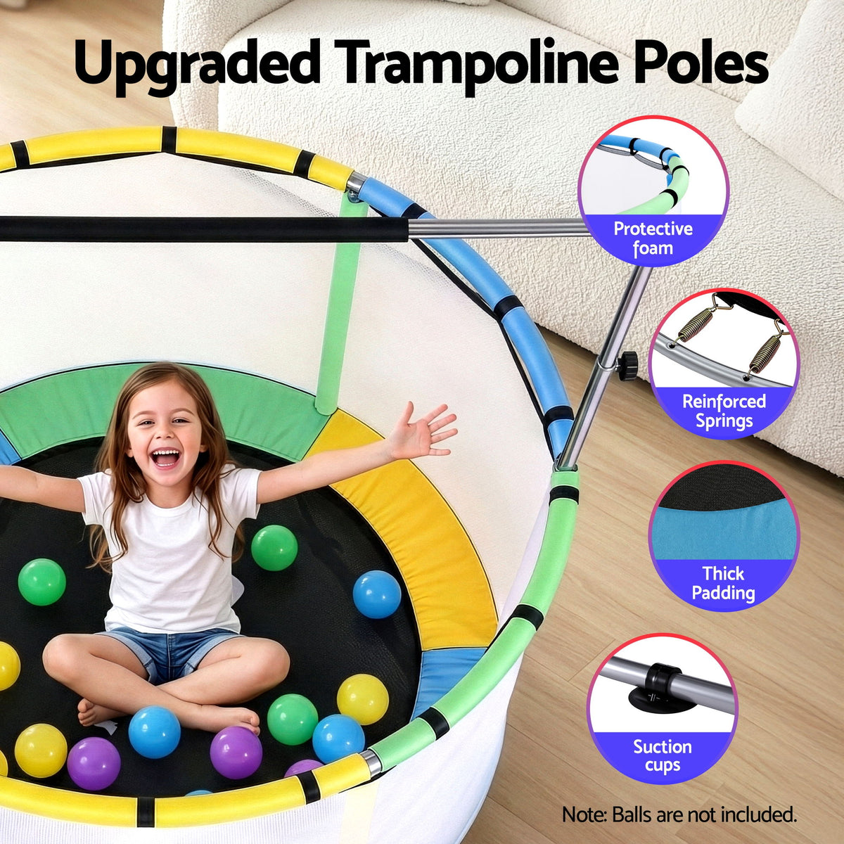 55 Inch Trampoline Rebounder | Kids | Basketball Hoop & Boxing Set