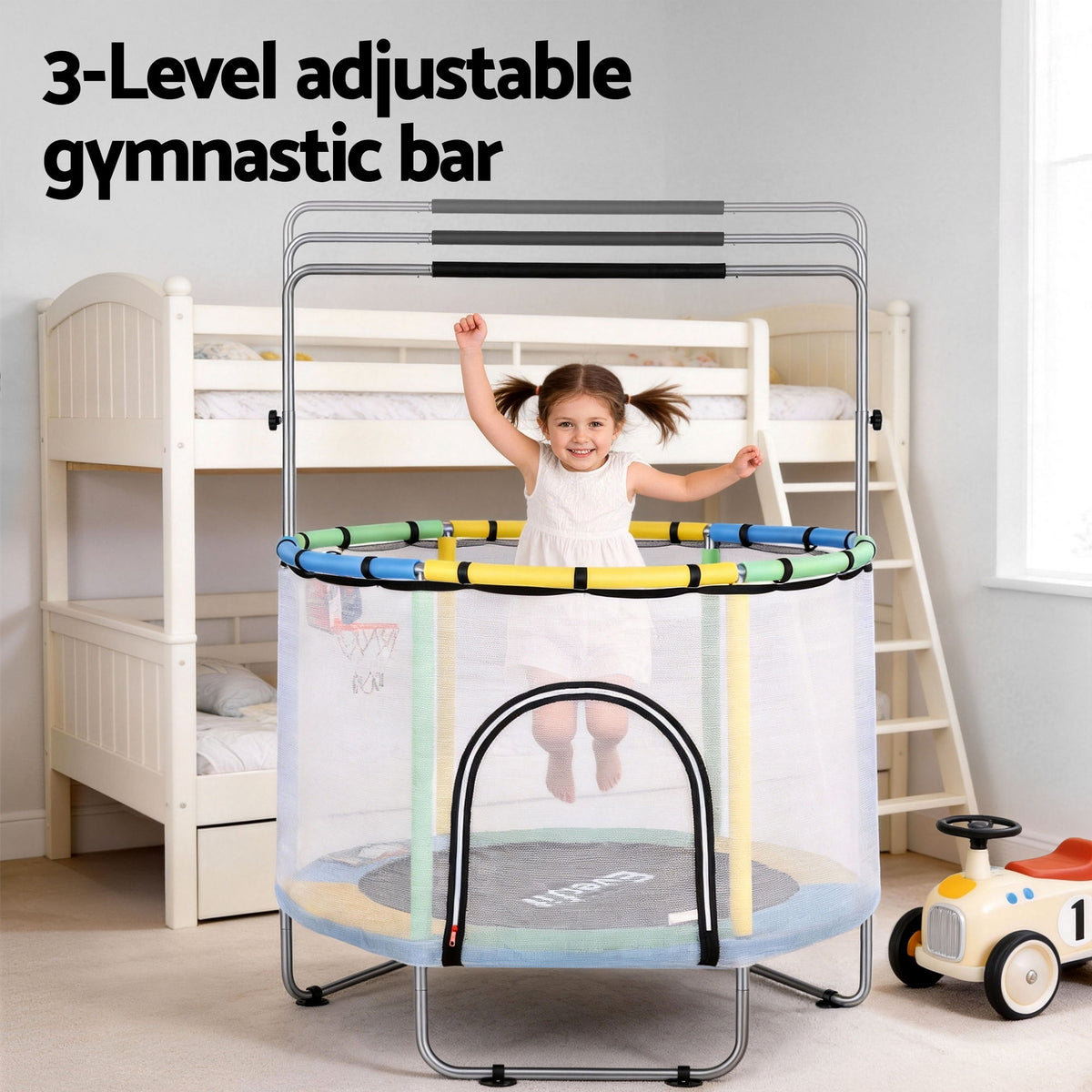 55 Inch Trampoline Rebounder | Kids | Basketball Hoop & Boxing Set