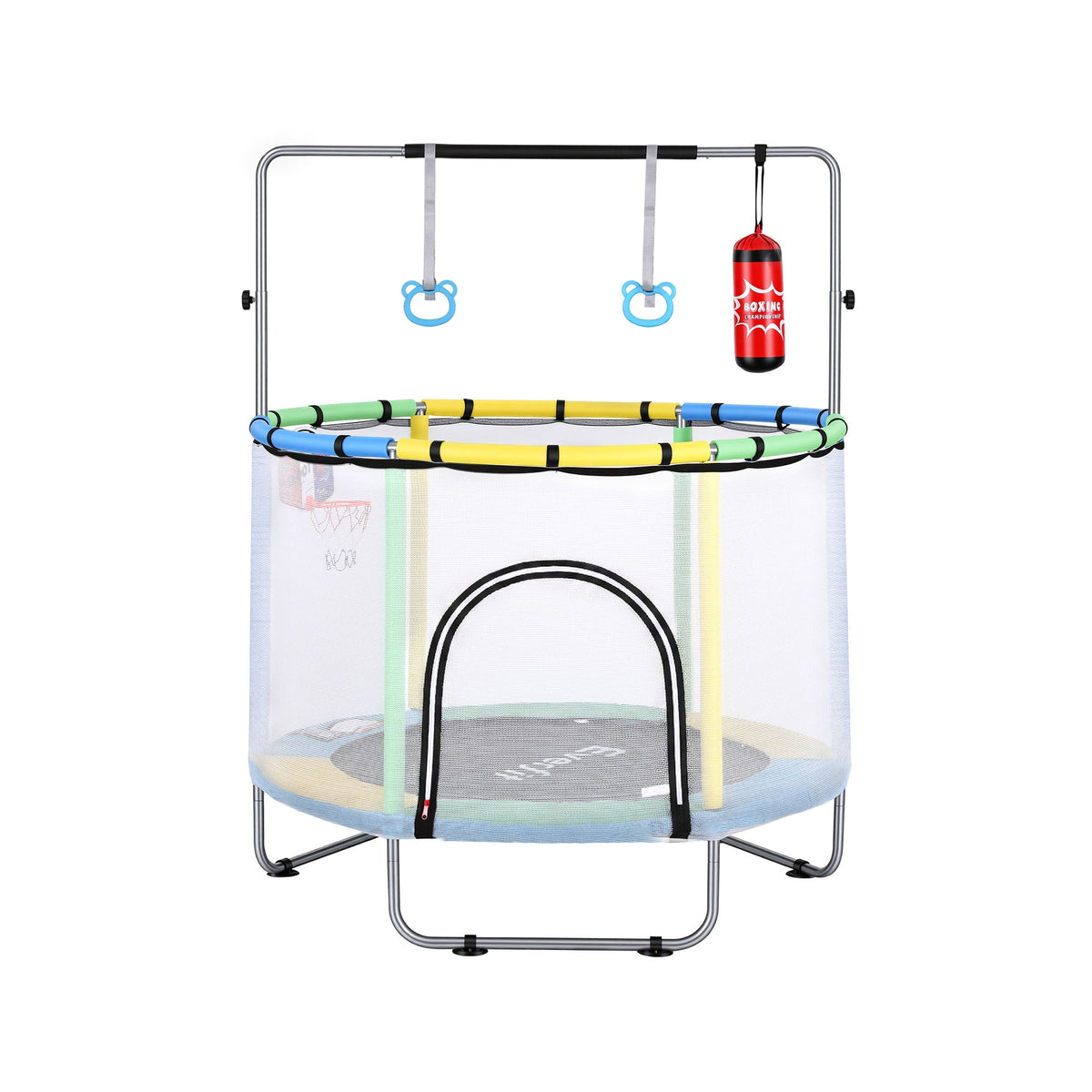 55 Inch Trampoline Rebounder | Kids | Basketball Hoop & Boxing Set