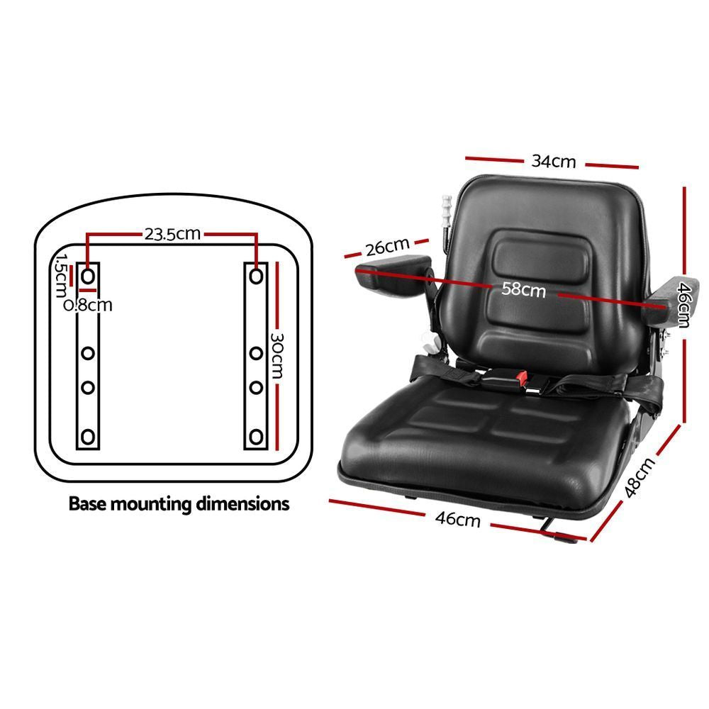 Tractor Seat | Forklift Excavator | Universal Suspension Armrest Truck Chair