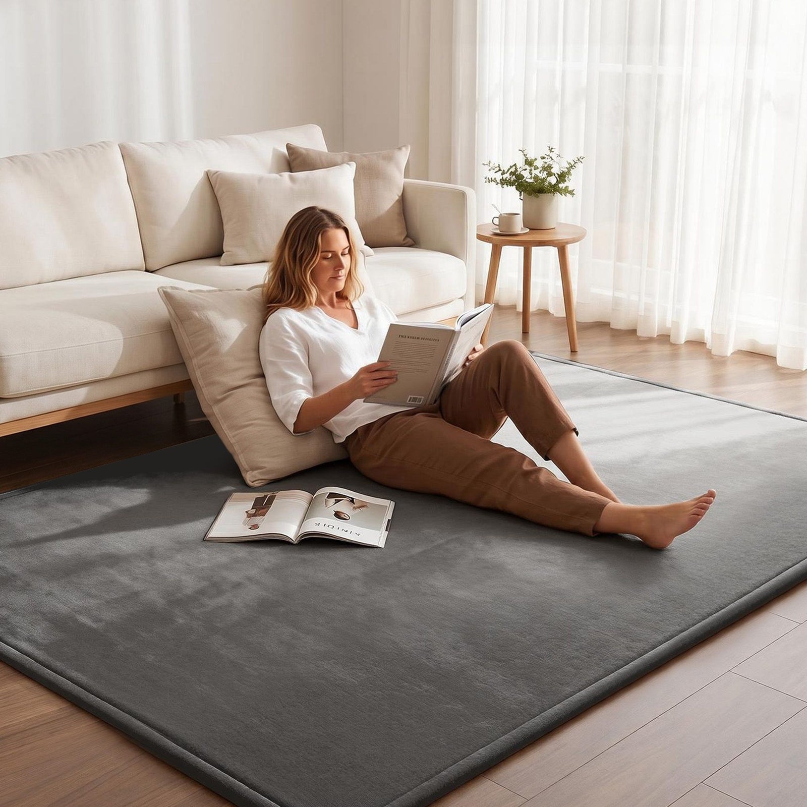 Tatami Floor Mattress | 3cm Futon Mat & Mellow Rug | Grey