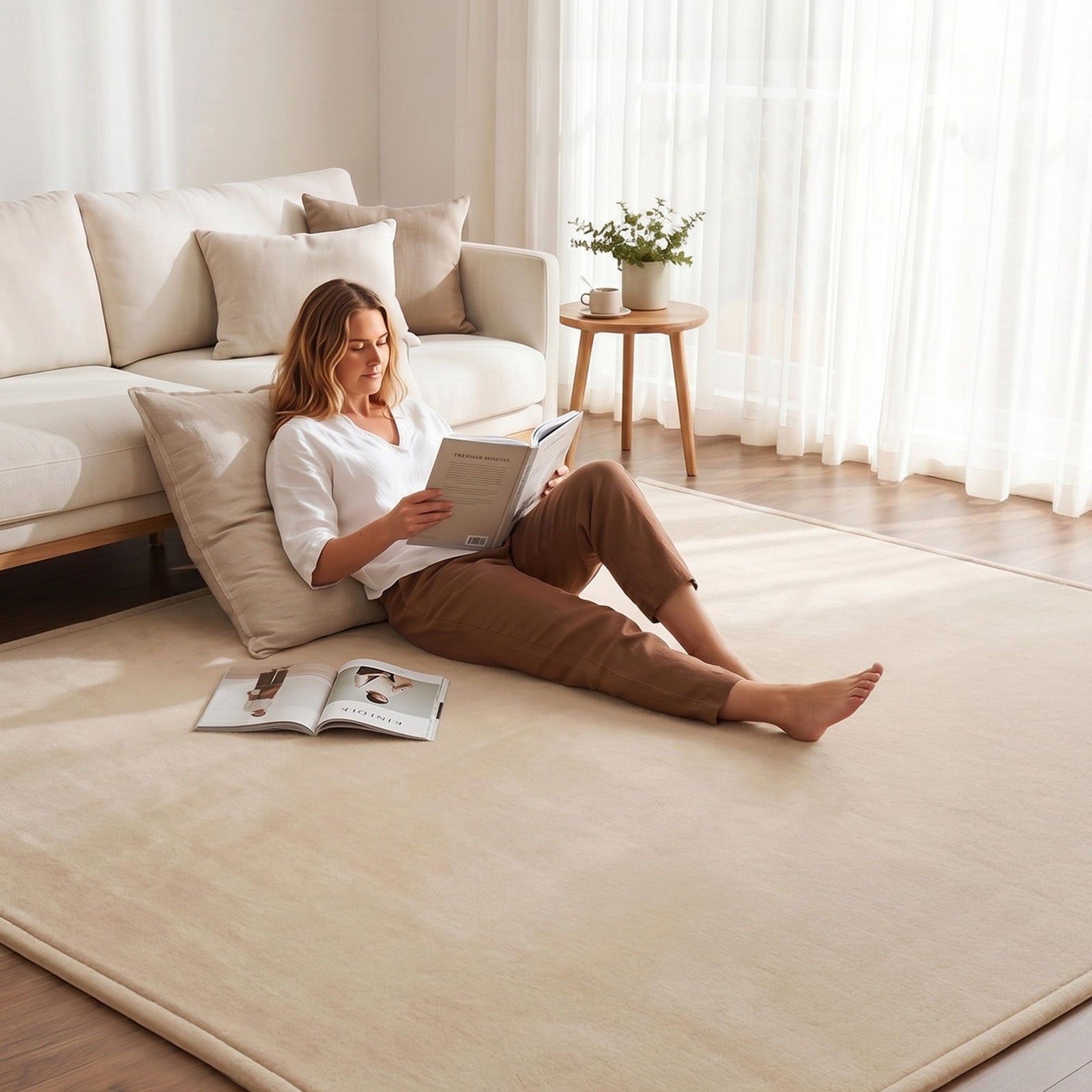 Beige Tatami Mat | 3cm Floor Mattress & Living Room Futon Rug