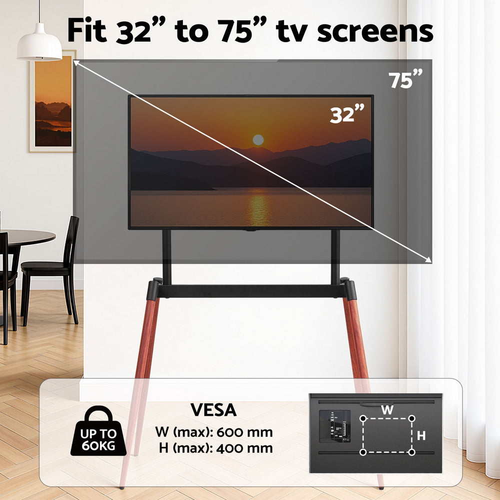 Wooden Floor TV Easel Stand | 32–75" | Height Adjustable