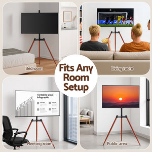 Wooden Tripod TV Stand | 32–65" | Height Adjustable | Easel Style