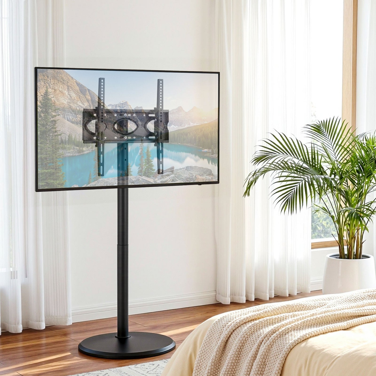 Mobile TV Stand | 32–55 Inch | Height & Tilt Adjustable Floor Mount