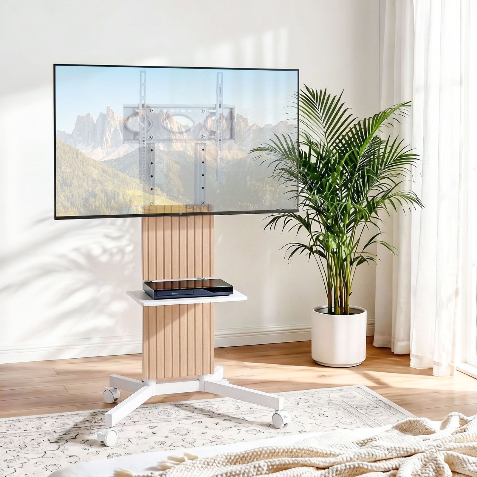 Mobile TV Floor Stand | 32–65 Inch Adjustable Mount with Wheels