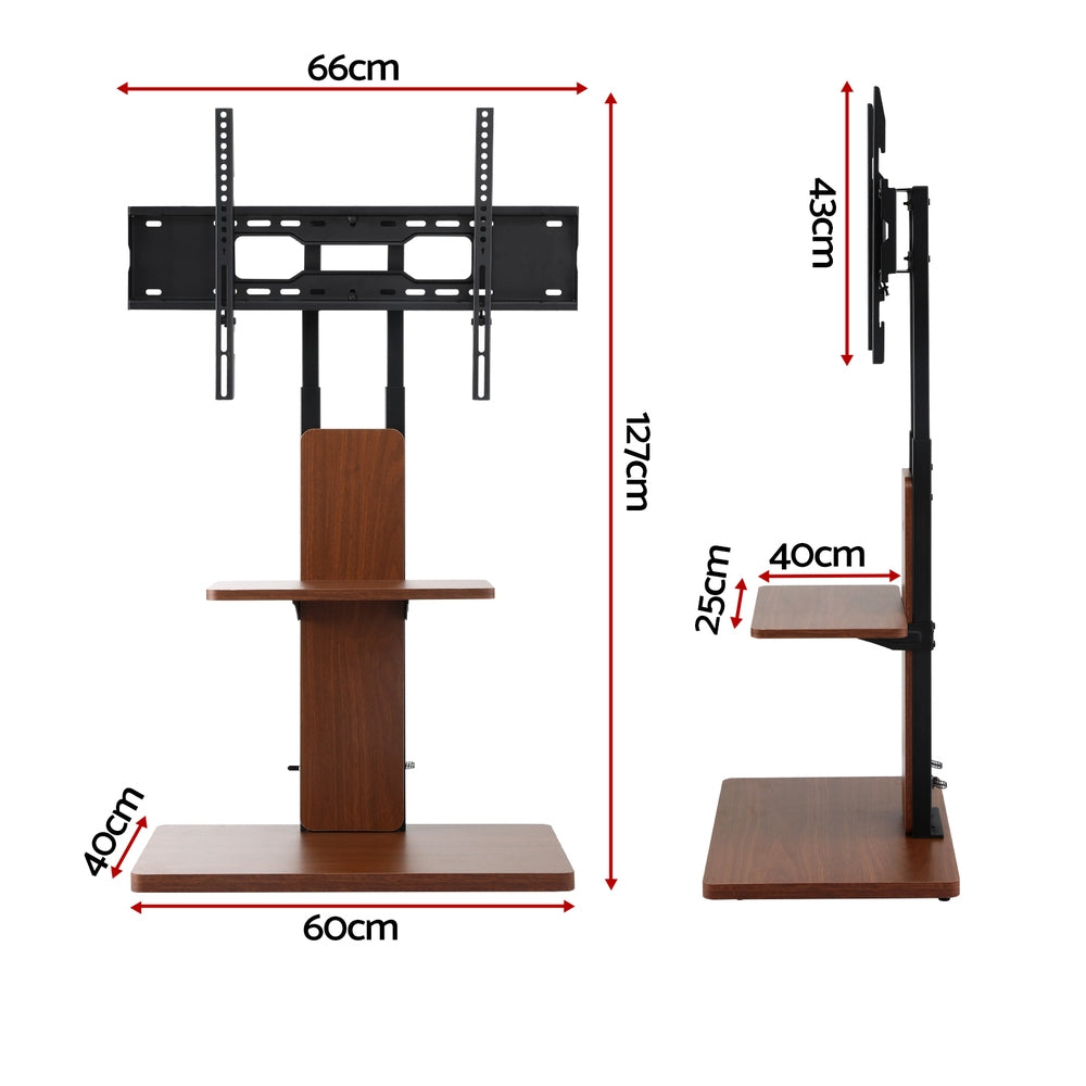 TV Stand | 32–70" Swivel Height Adjustable with Wooden Tray