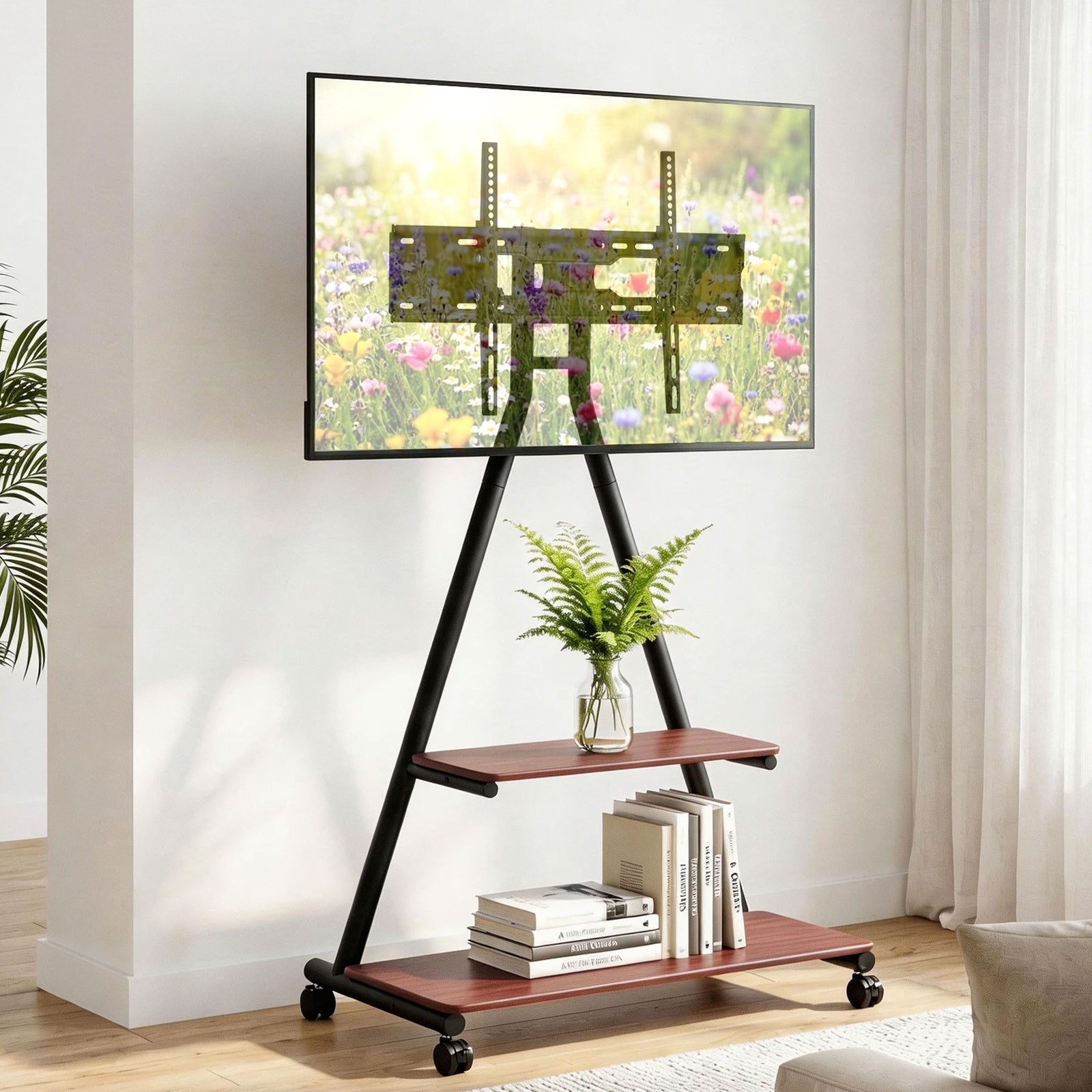 Mobile TV Stand | 32–75 Inch Heavy Duty Rolling Cart | 133kg Capacity